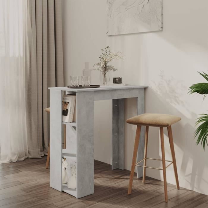 Table de bar - vidaXL - 809462 - Gris béton - Bois dingénierie - 2 places