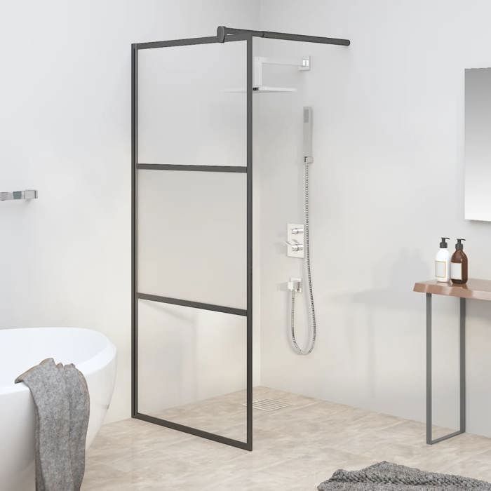 vidaXL Paroi de douche 80x195 cm Verre ESG demi-dépoli Noir 151872