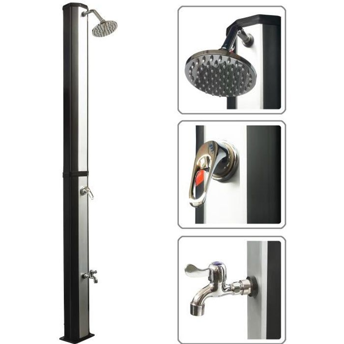 VIESTA VSD35FS douche solaire de jardin en noir et argent avec