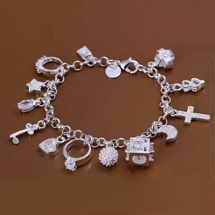 BRACELET BRELOQUE PLAQUE ARGENT 925 - Achat / Vente bracelet - gourmette BRACELET  BRELOQUE PLAQUE A Argenté - Cd