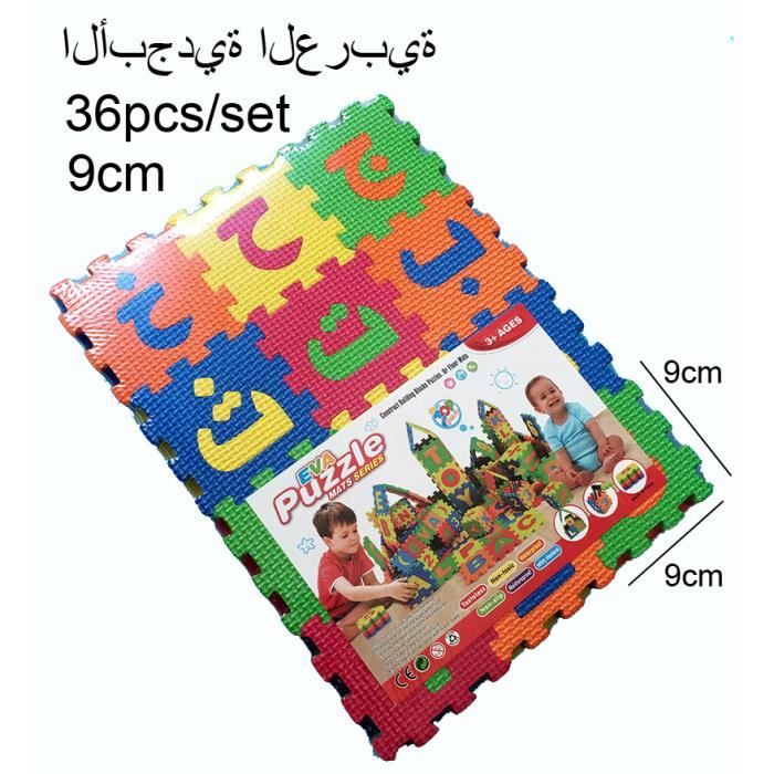 TAPIS D'EVEIL,36pcs 9cm Arabic--Tapis de Puzzle en mousse EVA YJN, tapis de jeu pour bébé, Alphabet, carreaux'exercice imbriqués pou
