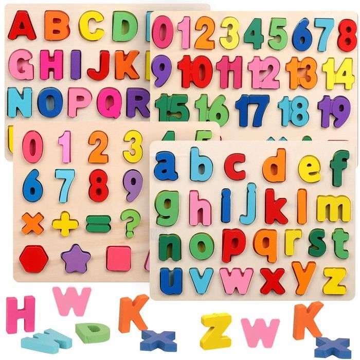 Zerodis Holz Zahlen Alphabet Spielzeug – Bausteine Mit Großbuchstaben & 1-20 Zahlen