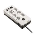 Multiprise/Parafoudre - EATON Protection Box 6 Tel@ USB FR - PB6TUF - 6 prises FR + 1 prise tel/RJ + 2 ports USB - Blanc & Noir-1