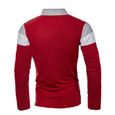 Polo Homme Manches Longues Basic Regular Slim Fit Golf Track Top Rouge-1