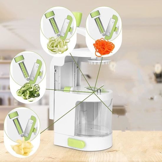 5 lames Coupe-légumes spirale de légumes, pliable trancheuse spirale, Meilleur courgettes nouilles et légumes Pâtes et Spaghetti - Maison