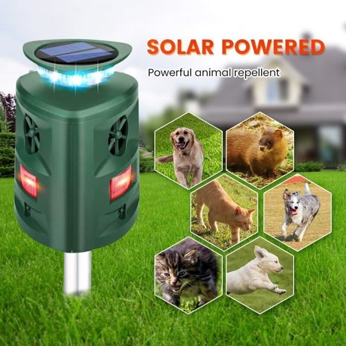 Répulsif à Ultrasons Solaire Pour Jardin - 360°, Anti-Chats, Oiseaux, Rongeurs, Avec Détecteur De Mouvement Et LED