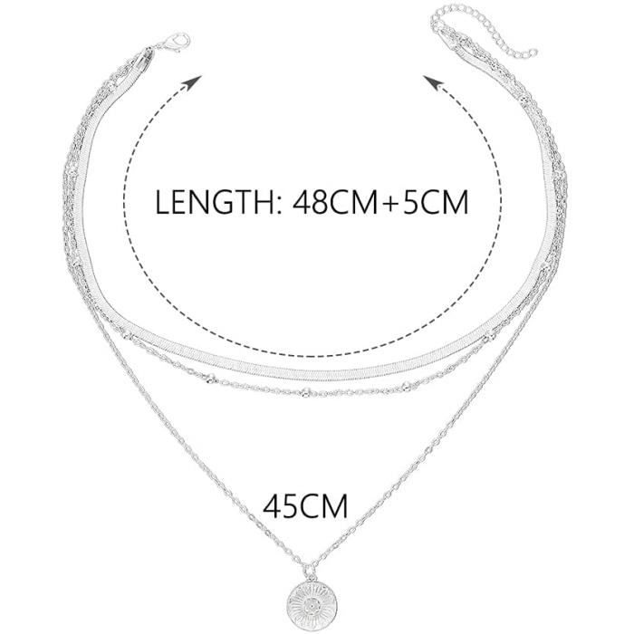 HORIALENCE - Collier Ras De Cou Argenté Avec Pendentif Diamant - Chaîne Vintage Pour Femme - 7