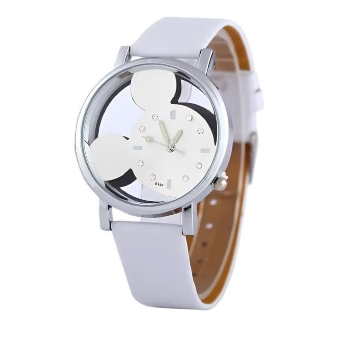 Montre Mickey Cuir Blanc Acier Inoxydable 316 L Blanc Achat