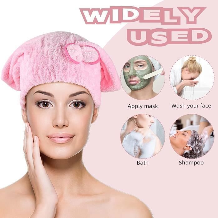 Serviette Cheveux Turban Serviette Cheveux Tiddlers - 3 Turbans Absorbants 65x25 Cm - Bouton Élastique Serviette Cheveux Torsadée