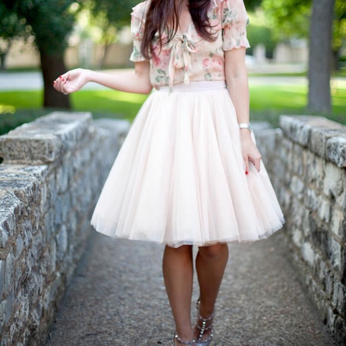 Jupe en tulle avec dentelle pour femmes Beige Longueur au genou Grande taille Blanc Cdiscount Pret a Porter