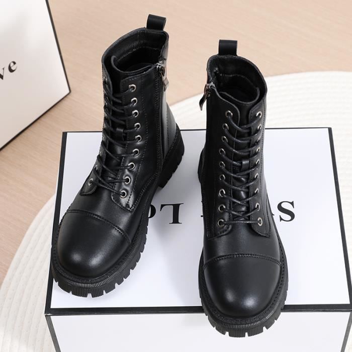 Bottines femme Cuir de mode Noir Noir Cdiscount Chaussures