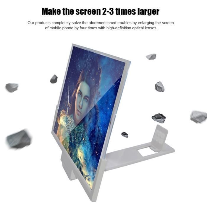 Loupe d'écran incurvée de 14 pouces pour téléphone portable - Grossissement  d'écran 3D HD - Support de téléphone pliable