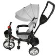 Tricycle évolutif pour bébé SHE - Gris 4 en 1 avec roues en caoutchouc silencieuses-2