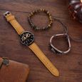 Coffret montre homme  + bracelets – chronographe tigre cool marron bracelet en cuir haute qualité cadeau de Noël-2