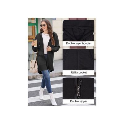 Sweat à Capuche Femme Longue Veste Zippée - Coupe Oversize Décontractée | Avec Poche Et Cordon | Manches Longues | Tendance Confortable