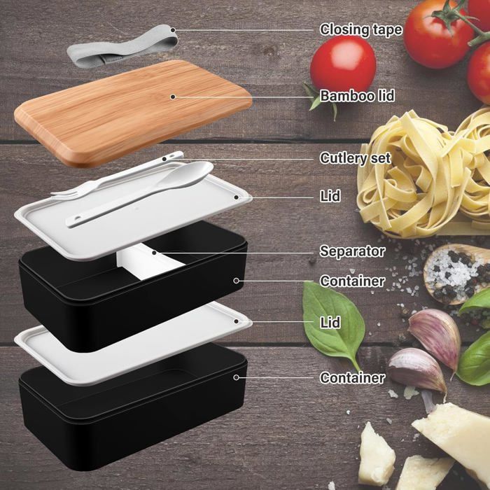 Bento Lunch Box 1400ml Japonaise Avec Sac Isotherme Et Bol Soupe 600ml - Idéale Travail Et École