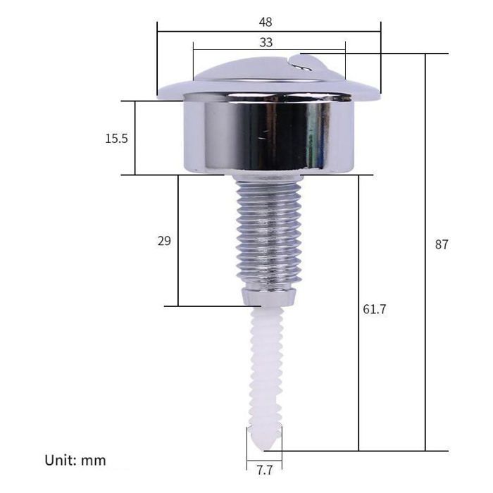 Bouton Chasse D'Eau Chromé Double - Compatible Siamp Twyford Optima 49 - Référence CF1003CP - 2