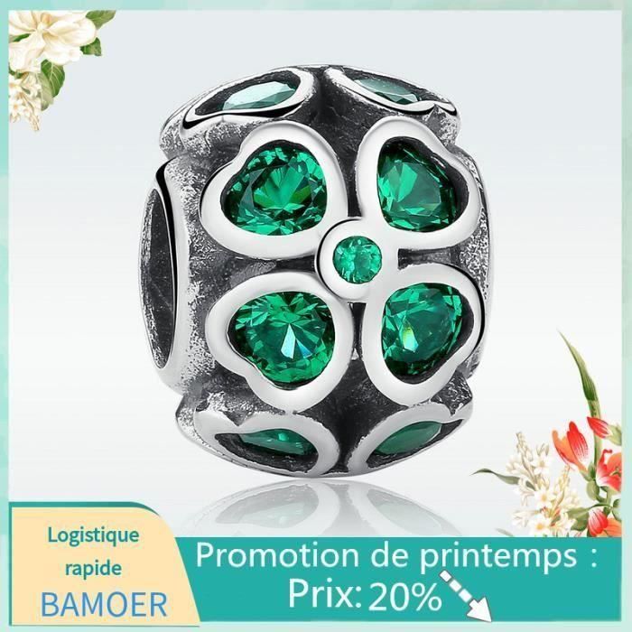 SHAN BAMOER Charms Argent 925 Vert Chance Trefle pour Essence Pandora Bracelet Collier Vert Zirconium Bijoux Femme Cadeau Parfai Achat Vente charm s SHAN BAMOER Charms Argent 925