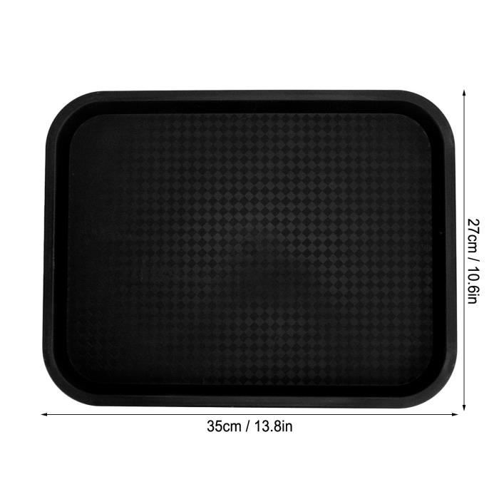 Plateaux Rectangulaires Noirs Pour Restauration - Lot De 10 - 35 X 27 Cm - Plastique Résistant