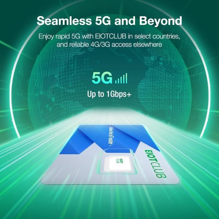 EIOTCLUB BizGlobeLink Carte SIM Pré-payée 5GB 30 Jours – 77 Pays 5G/4G Données Uniquement