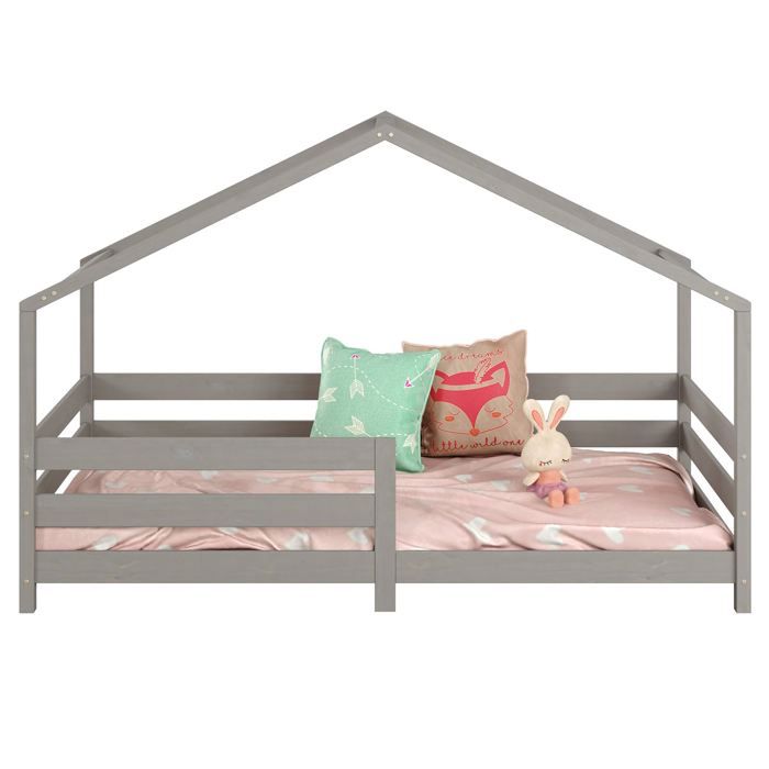 Lit Cabane Enfant IDIMEX CLIA - 90x190cm - Pin Massif Blanc - 2 Tiroirs De Rangement