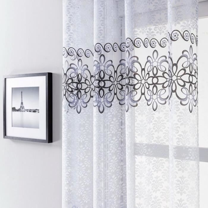 Paire de Rideau Voilages - Feuillet Blanc - 100 x 250 cm - Cdiscount Maison