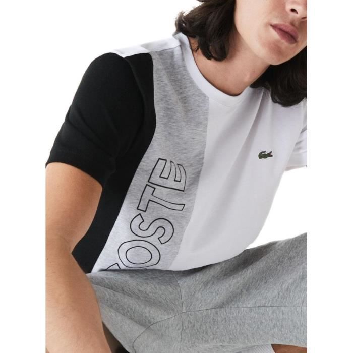 T Shirt Lacoste Couleur Block Blanc pour Homme Blanc Cdiscount Pret a Porter
