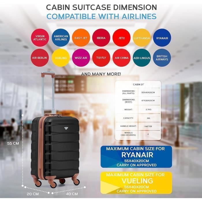 Amazon Sac Flight Knight Bagage Cabine Leger A 4 Roues En ABS Rigide H 1009570