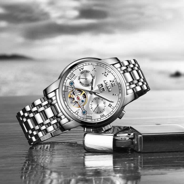 Montre homme m canique automatique tourbillon calendrier tanche