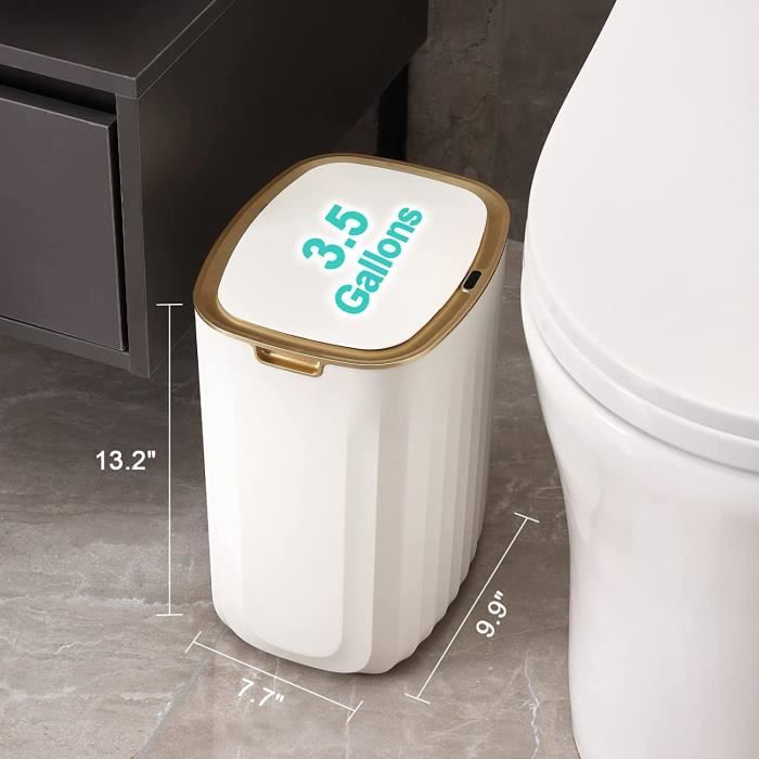 ELPHECO Petite poubelle de salle de bain, 9 litres, étanche, avec