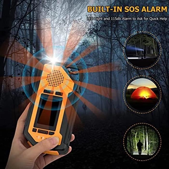 Multifonctionnel Portable AM FM NOAA Radio Météo Main Alimentation Solaire  Lampe de Poche LED d'urgence pour Mobilephone Recharge SOS Alarme 