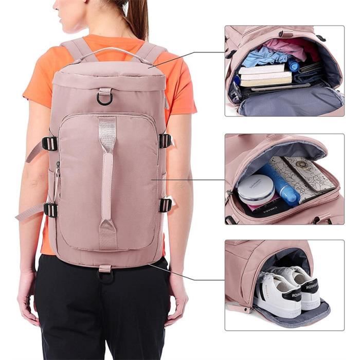 Sac Dos Unisexe L ger Sac de Sport tanche Sac Weekend Femme pour Gym Fitness Yoga Randonn e Voyage Camping ROSE