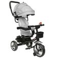 Tricycle évolutif pour bébé SHE - Gris 4 en 1 avec roues en caoutchouc silencieuses-3
