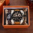 Coffret montre homme  + bracelets – chronographe tigre cool marron bracelet en cuir haute qualité cadeau de Noël-3
