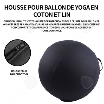 Housse Antidérapante Pour Ballon De Yoga 65 Cm - En Coton Et Lin Avec Poignées - Pour Pilates, Fitness, Bureau