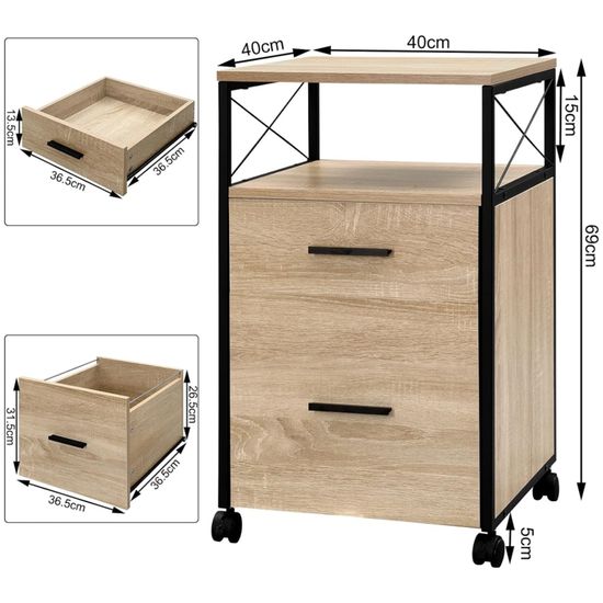 WOLTU Caisson Bureau Sur Roulettes Blanc - Support Imprimante Mobile 3 Compartiments