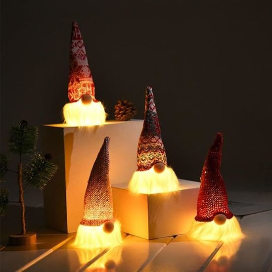 2 Gnomes Lumineux Automne – Déco LED Peluche Pour Thanksgiving, Noël – Décoration Table, Sapin – Cadeau Chance