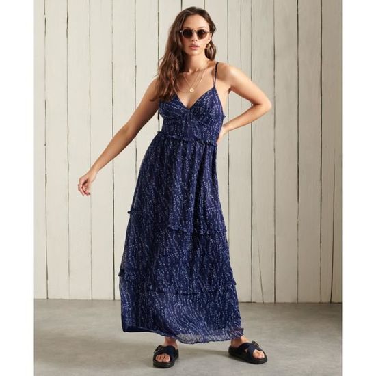 Robe longue femme Superdry Margaux cascade de p querettes