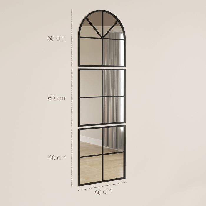 Miroir Mural Arqué 30x40cm - Cadre Aluminium Brossé - Pour Salle De Bain, Salon, Chambre