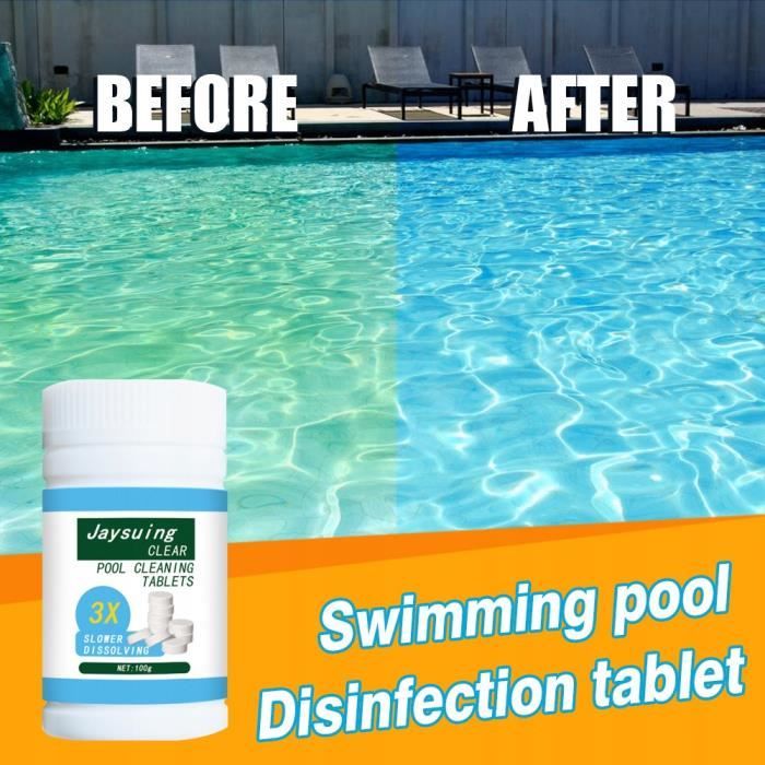 100 comprimés Tablette de nettoyage de piscine Flottant Chlore Hot Tub  Distributeur de produits chimiques