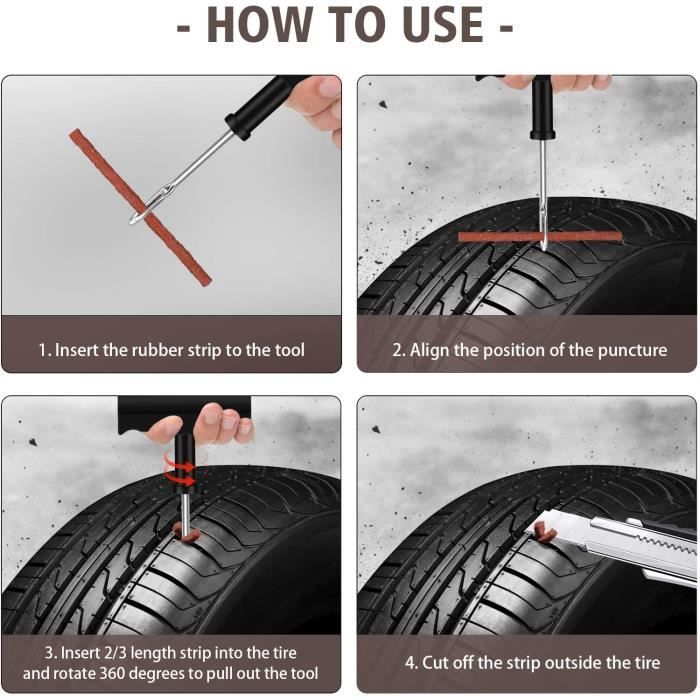 Patch De Réparation Pneu Rond, Froids Crevaison Tubeless Caoutchouc Kit