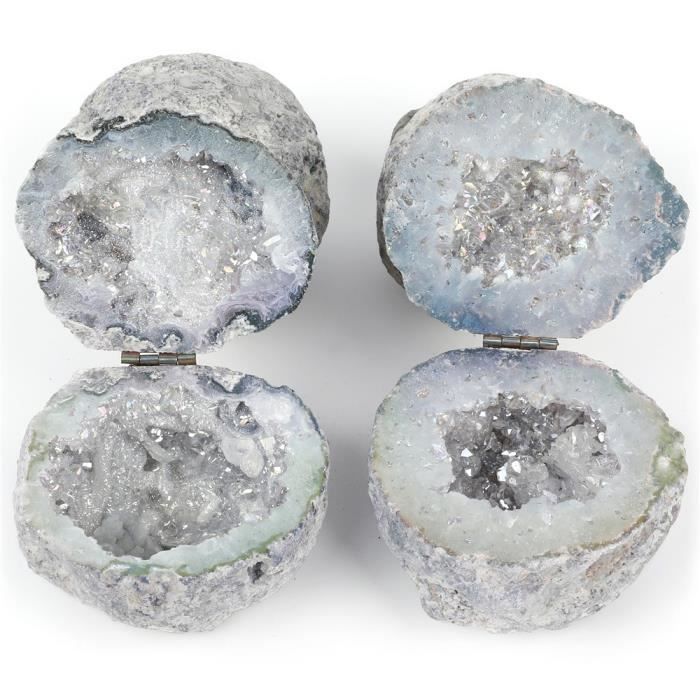 Pierres précieuses,Boîte de rangement en Agate naturelle, contenant de  bijoux en pierre de cristal, pour - Type Multi-couleur