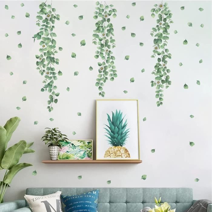 Sticker Muraux Plante Verts,Autocollant Mural Lierre Feuilles,Autocollant Muraux Nature Feuilles
