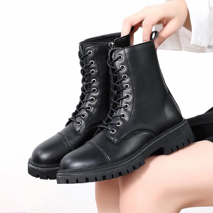 Bottines femme Cuir de mode Noir Noir Cdiscount Chaussures