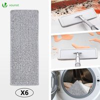 VOUNOT Balai Microfibre Et Seau Essoreur 6 Serpillères - Balai Plat Rotatif 360° Manche INOX