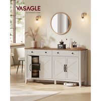 VASAGLE Lot De 2 Buffets Style Campagne - Meuble Rangement Cuisine/Salon Avec Tiroir Et Portes - Blanc Rustique