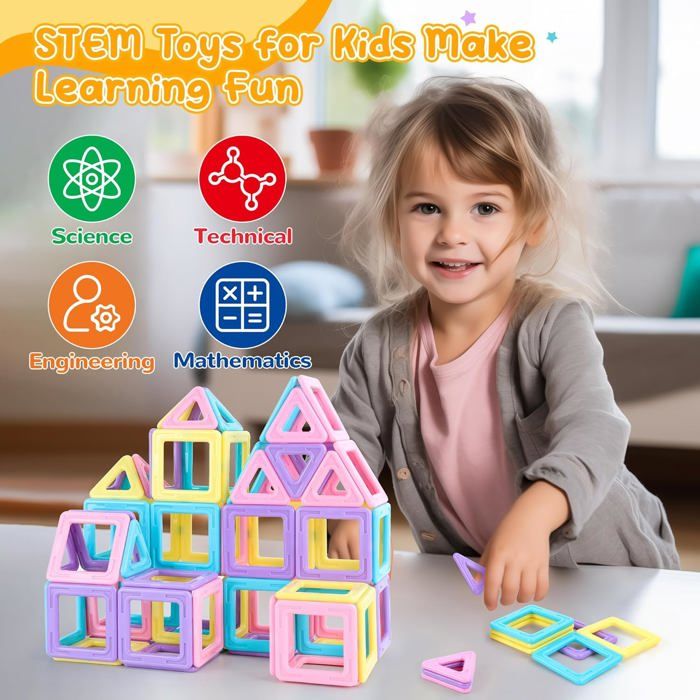 LeagoEra Blocs Construction Magnétiques Enfants Jouet 70 Pièces -3D Jeux Cadeau