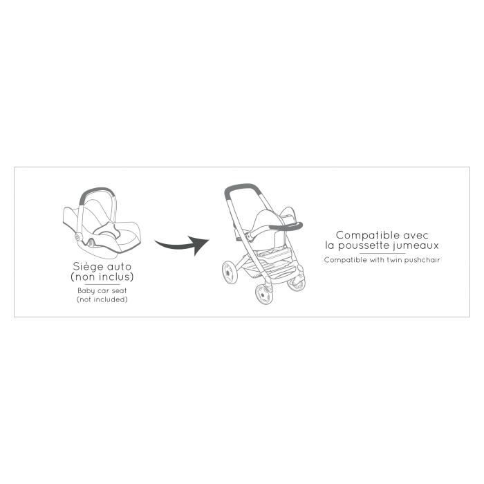 Smoby maxi cosi poussette jumeaux sauge poupons non inclus des 3 ans