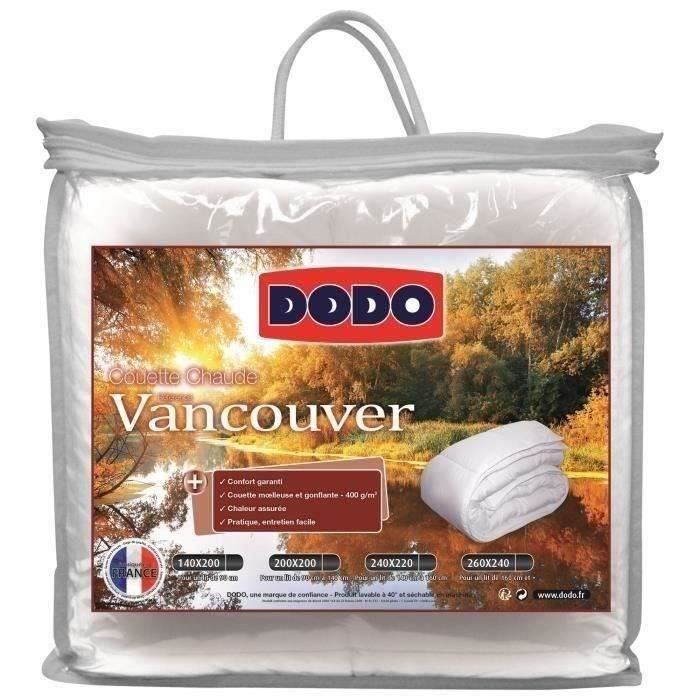 Couette chaude Vancouver - 220 x 240 cm - 400gr/m² - Blanc - DODO