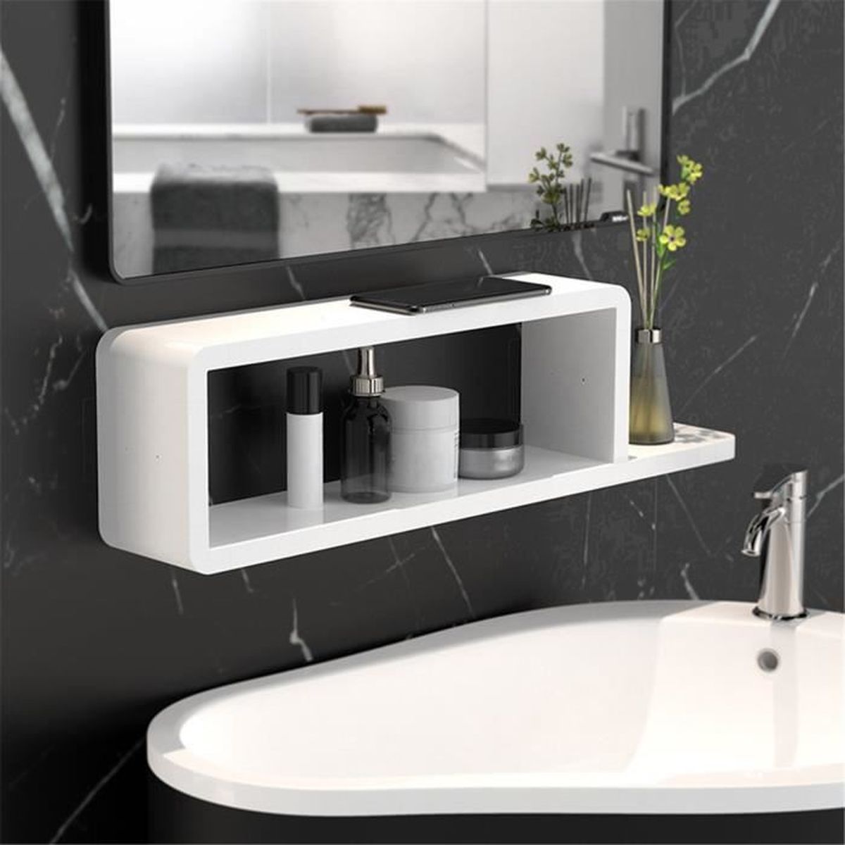 Etageres Murales Salle De Bain En Plastique Cdiscount